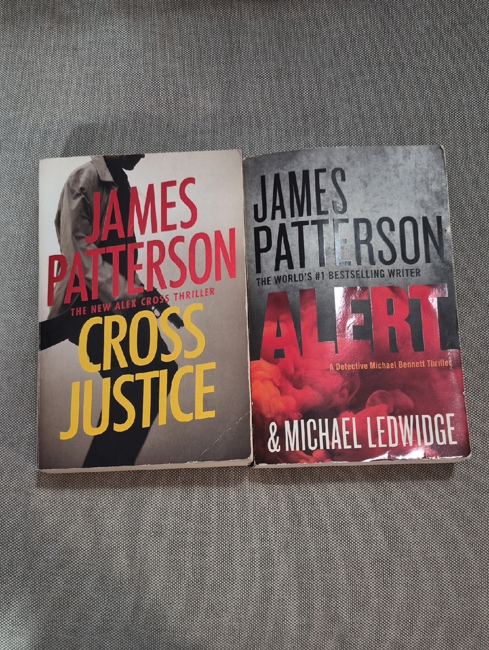 Two Paperback Thriller Back Covers - Red, Black, Cream